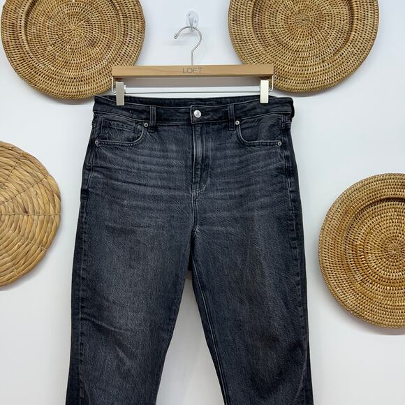 AE American Eagle Black High Waist High Rise Denim Mom Jean 10 EXTRA SHORT - Picture 3 of 5